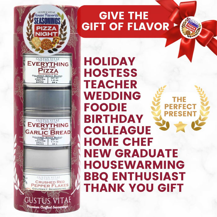 Gustus Vitae | Pizza Night Favorite Seasonings Gift Set of 3 | Variety Pack