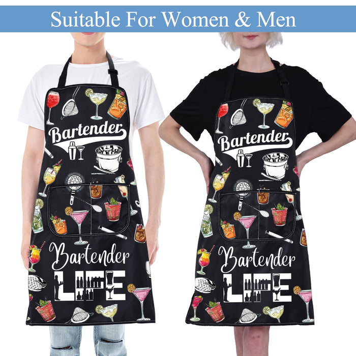 CMNIM Bartender Aprons with Pockets Bartender Gifts for Cocktail Lovers Barman Apron Mixology Bartending Gift for Mixologists (Bartender Aprons)