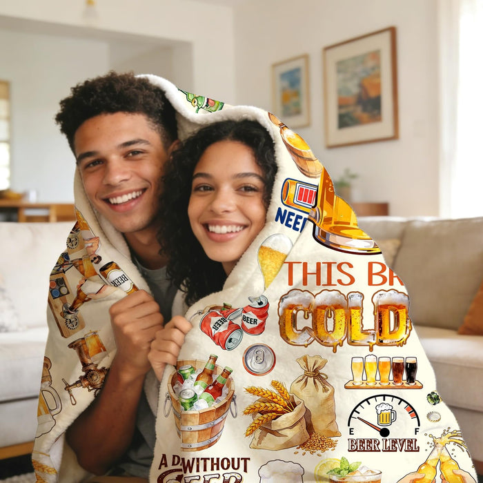 CieCeaCia Beer Blanket Gifts Lightweight Warm Flannel Beers Throw Blanket Cold Beer Birthday Decorations for Adults Drink Lovers 50"x40"