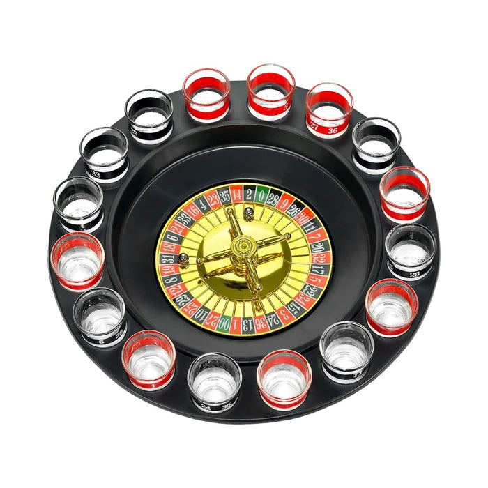 Bo-Toys Drinking Game Glass Roulette - Drinking Game Set (2 Balls and 16 Glasses) Casino Style Drinking Game