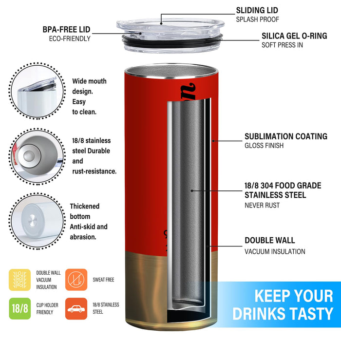 Funny Tumbler for Men Shotgun Shell 20oz Insulated Skinny Cup