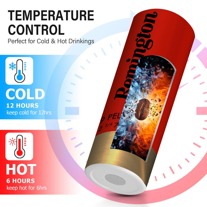Funny Tumbler for Men Shotgun Shell 20oz Insulated Skinny Cup
