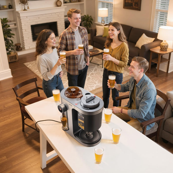 VEVOR Automatic Home Beer Brewer, 1500W Electric Beer Brewing Machine, 3.43 Gal All-in-One Home Brewer with Mash Boil Device, 304 Stainless Steel Internal Tank, Auto Temperature & Pressure Control