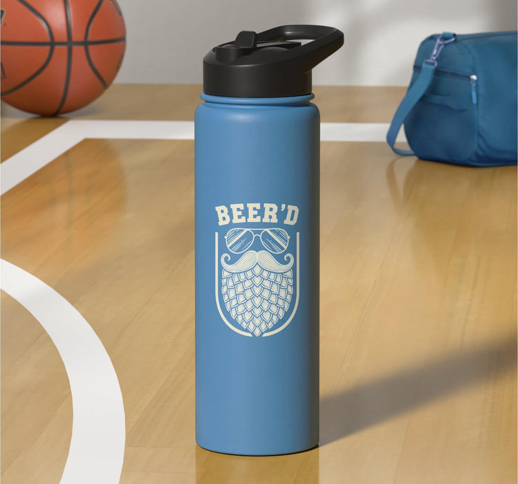 Beer'd Funny Beer Mustache Beard Design Beer Lover Stainless Steel Insulated Water Bottle
