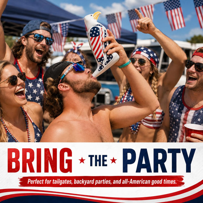 Freedom Funnel – Patriotic Eagle Beer Funnel with American Flag Design – 60oz Capacity and Smooth, Fast Pour – Made in USA – Durable, Washable Plastic – Patriotic Party Starter