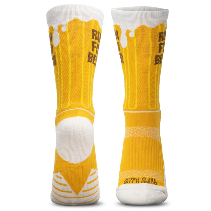 Gone For a Run Inspirational Athletic Running Socks | Mid-Calf | Run for Beer | Dark Blue