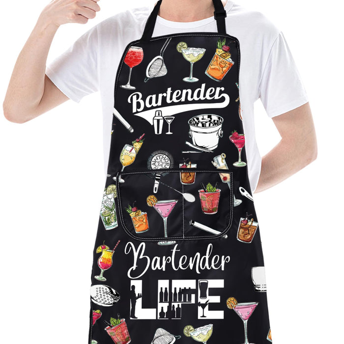 CMNIM Bartender Aprons with Pockets Bartender Gifts for Cocktail Lovers Barman Apron Mixology Bartending Gift for Mixologists (Bartender Aprons)