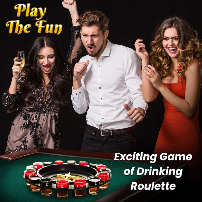 Bo-Toys Drinking Game Glass Roulette - Drinking Game Set (2 Balls and 16 Glasses) Casino Style Drinking Game