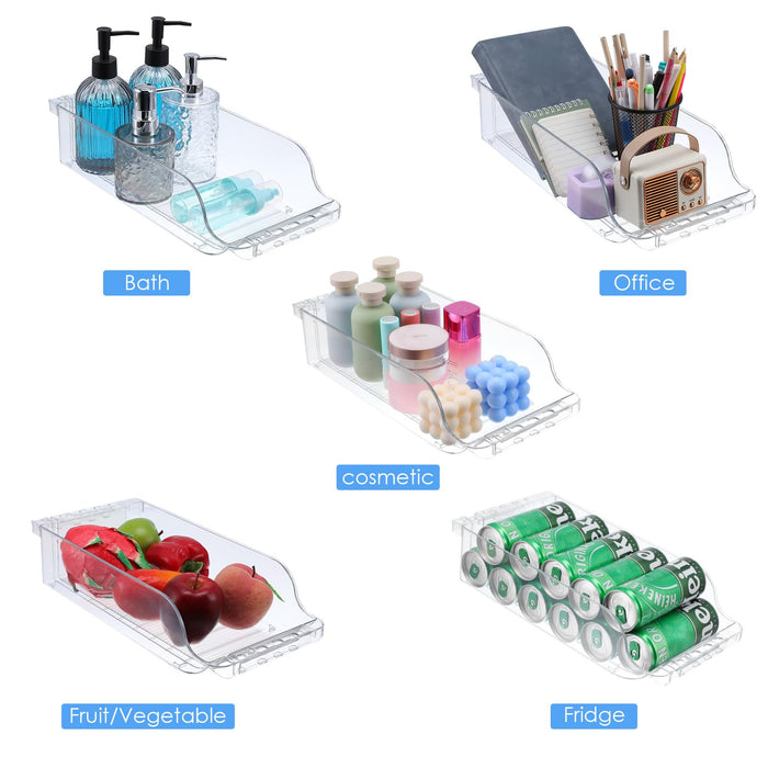 2 Pack Clear Width Adjustable Soda Can Organizer for Refrigerator Expandable Soda Cans Dispenser for Beer Seltzer Pop Can Drink Organizer for Fridge Kitchen Pantry