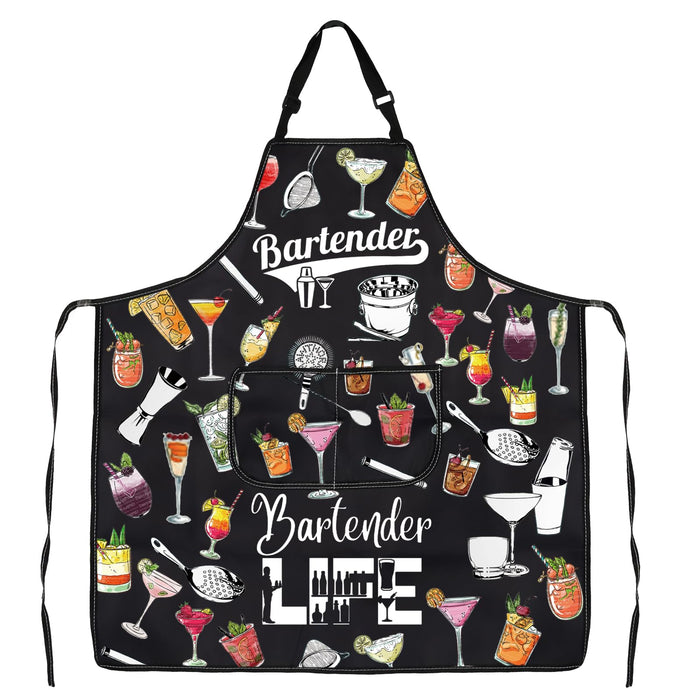 CMNIM Bartender Aprons with Pockets Bartender Gifts for Cocktail Lovers Barman Apron Mixology Bartending Gift for Mixologists (Bartender Aprons)