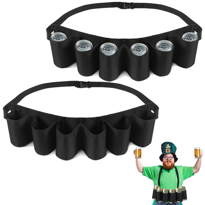 Jiuguva 2 Pcs Men Beer Belt Holder 6 Can Beer Drinking Accessories