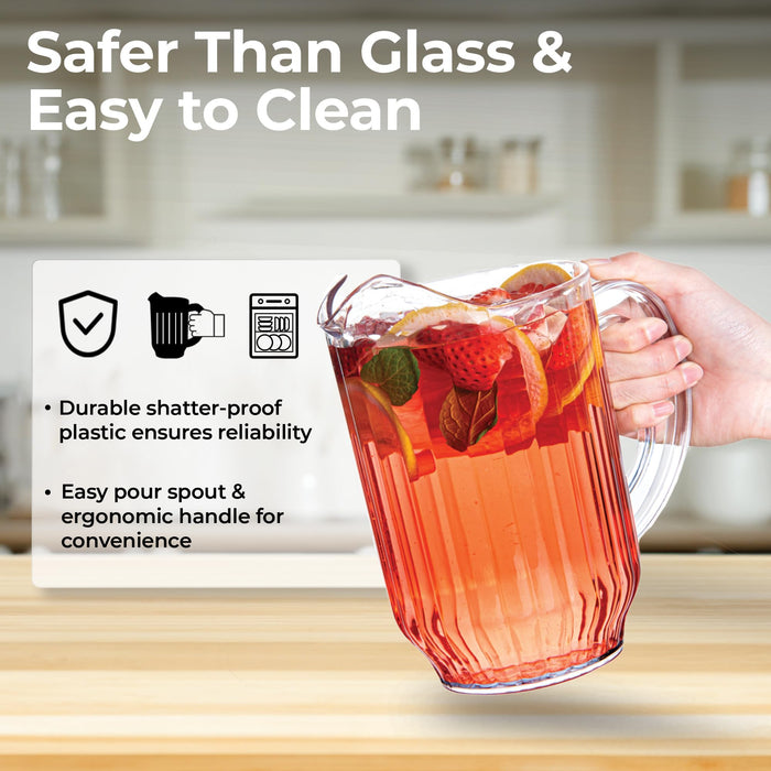 Restaurantware-RW Base 60 Ounce Beer Pitcher, 1 Durable Restaurant Pitcher - Hard Plastic, Serve Soda, Lemonade, Juice, Or Sangria, Clear Plastic Water Glass, For Bars, Parties, Or Homes,