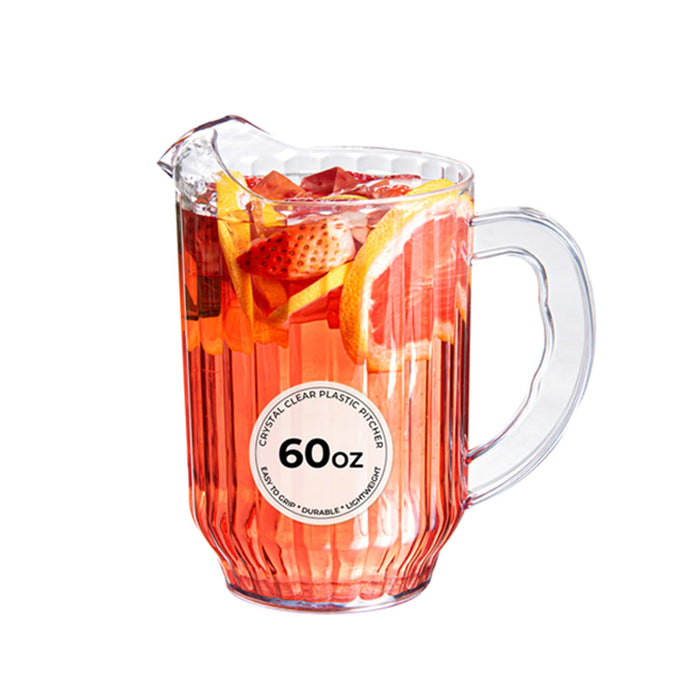 Restaurantware-RW Base 60 Ounce Beer Pitcher, 1 Durable Restaurant Pitcher - Hard Plastic, Serve Soda, Lemonade, Juice, Or Sangria, Clear Plastic Water Glass, For Bars, Parties, Or Homes,