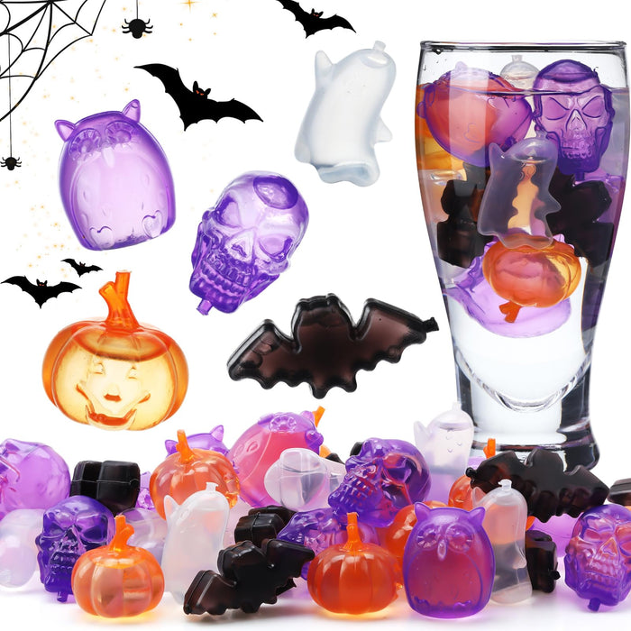 Meanplan 100 Pcs Halloween Reusable Ice Cubes for Drinks, Ghost