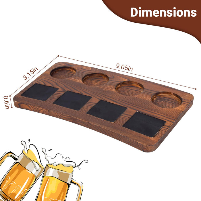 QVEEQ Beer Flight Boards, Drink Flight Boards, Brown Wood Drink Flight Board and Chalkboard Labels for Beer Lover and Bartender(Excluding Wine Glasses,2 Boards)