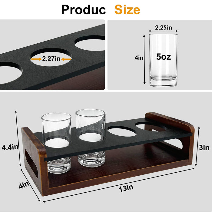 Beer Flight Boards with 4 Glasses 5oz,Wine Flight Tasting Set Tequila Margarita Whiskey Flight Board Wood Drink Serving Tray Shot Glass Holder with Erasable Chalkboard for Men Beer