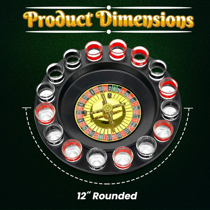 Bo-Toys Drinking Game Glass Roulette - Drinking Game Set (2 Balls and 16 Glasses) Casino Style Drinking Game