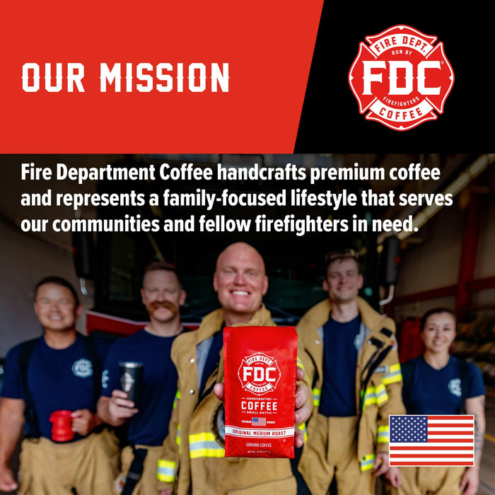 Fire Department Coffee - Vanilla Bourbon Coffee - Gives Back to Firefighters - Vanilla Bean Bourbon Infused Whole Bean - Non-Alcoholic - Roasted in the USA - Veteran Owned - 12 oz