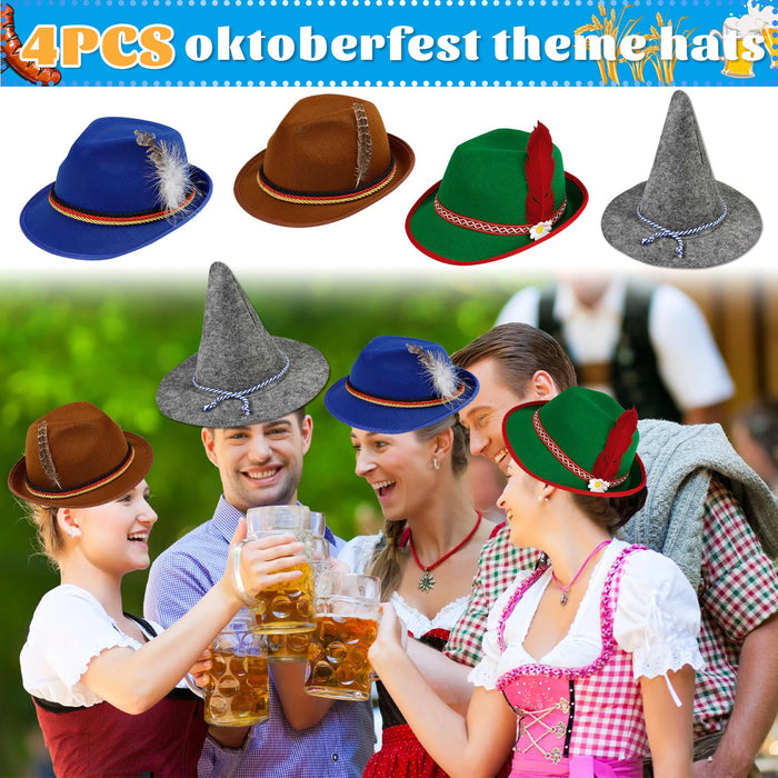 52 Pcs Oktoberfest Decorations Oktoberfest Photo Booth Props Set for Adults Unisex Felt German Bavarian Hats Glasses Hair Bands for Photo Booth Birthday Party