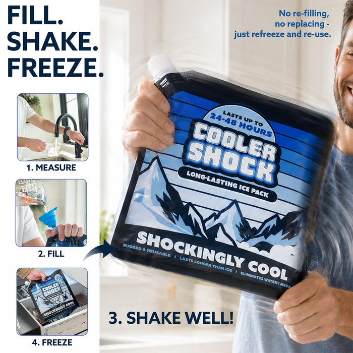Cooler Shock Reusable Ice Packs for Cooler, 14"x10" - Long Lasting Cold Freezer Packs for Coolers and Lunch Boxes - Cooler Ice Packs for Camping Gear, Fishing, Road Trips, Beach Must Haves