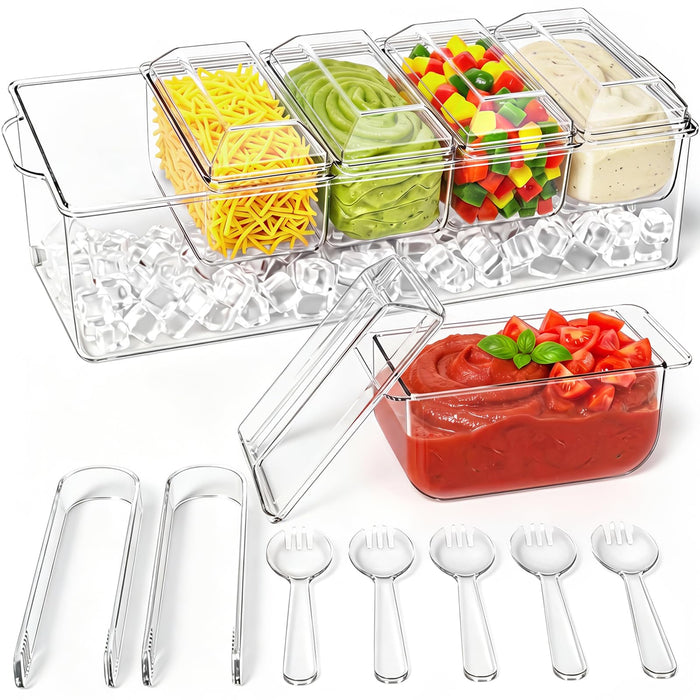 ARSTPEOE Condiment Tray, Chilled Condiment Server, Bar Accessories on Ice