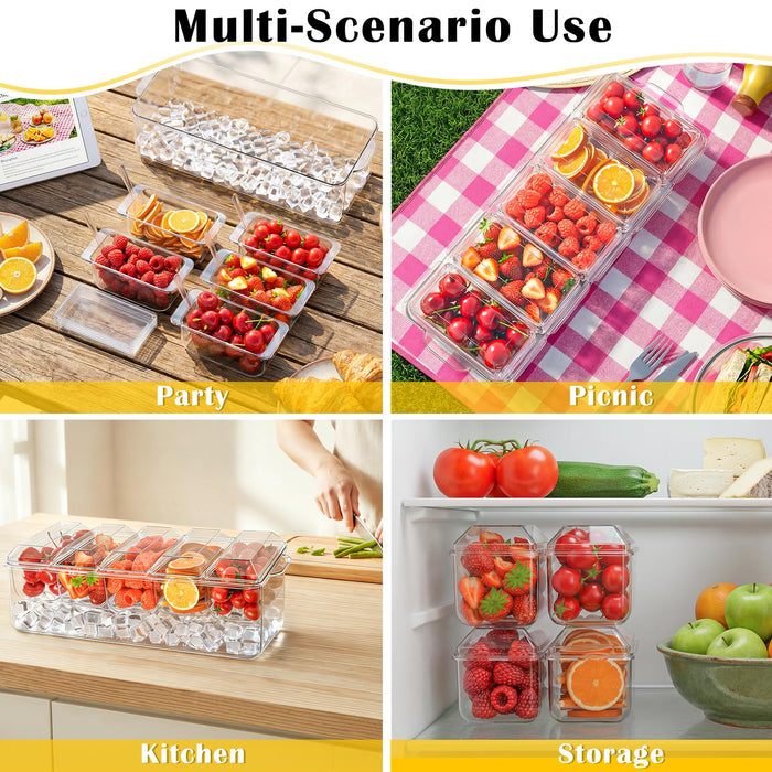 ARSTPEOE Condiment Tray, Chilled Condiment Server, Bar Accessories on Ice