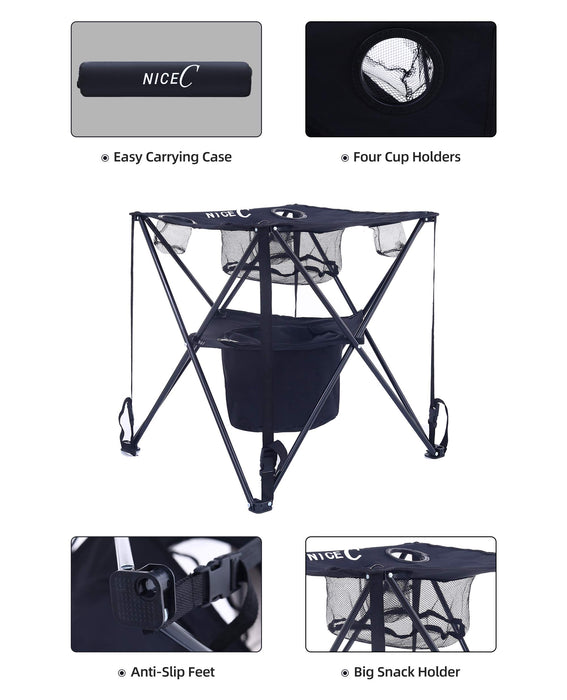 Camping Cooler with Table, Canvas Table, Portable Drink Tables, Tailgating & Beach Tables, Ultralight Compact with Carry Bag for Outdoor, Picnic, Beach, Beer Pong