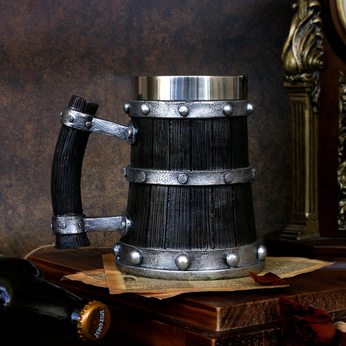 Medieval Viking Beer Mugs for Men - 21oz Norse Wood Tankard