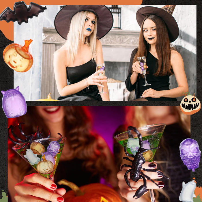 Meanplan 100 Pcs Halloween Reusable Ice Cubes for Drinks, Ghost
