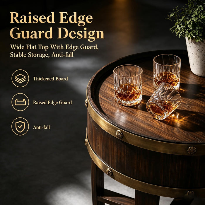 HamRoRung Wine Barrel End Table, Handcrafted Whiskey Barrel Side Table