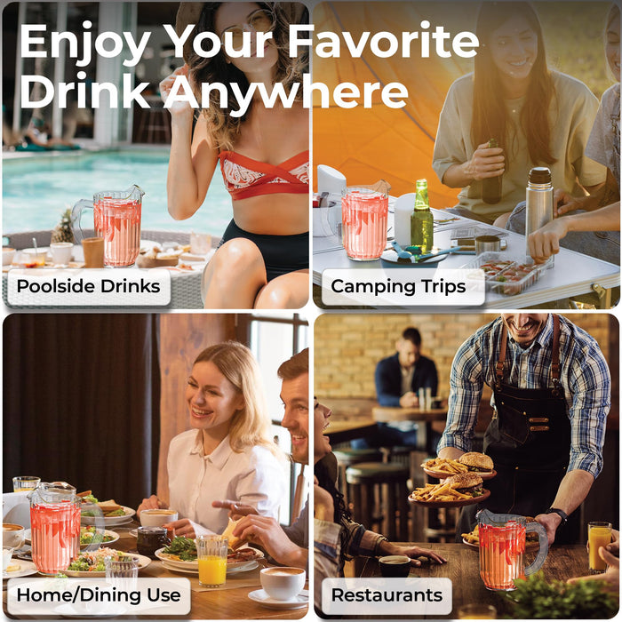 Restaurantware-RW Base 60 Ounce Beer Pitcher, 1 Durable Restaurant Pitcher - Hard Plastic, Serve Soda, Lemonade, Juice, Or Sangria, Clear Plastic Water Glass, For Bars, Parties, Or Homes,