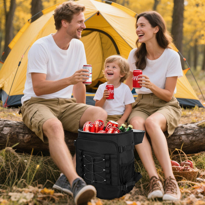 MIYCOO Cooler Backpack - 40 Cans Insulated Backpack Cooler for Men & Women, Portable 2 Leak Proof Compartments Coolers Bag for Beach Travel Picnic Lunch Hiking BBQ Camping, Black, 28L