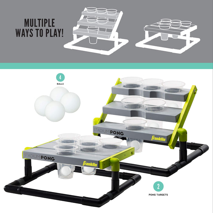 Franklin Sports Stadium Cup Pong Set - Jumbo 6 Cup Pong Game Set with Cups + Stand - Fun Indoor + Outdoor Tailgate Game