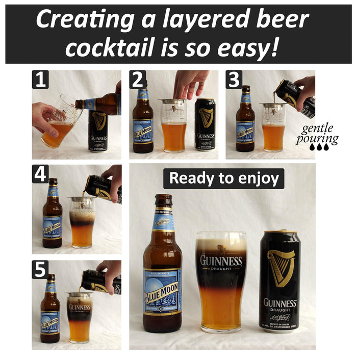 The Perfect Black and Tan Beer Layering Tool - Bartender Accessory for Layered Beer Cocktails