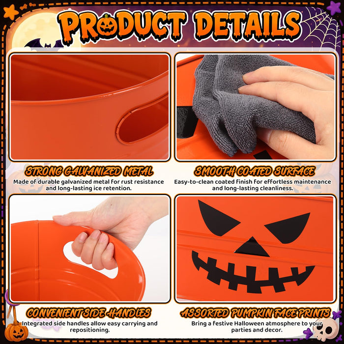 4 Pcs Large Halloween Ice Buckets 4 Gallons Pumpkin Candy Bowl