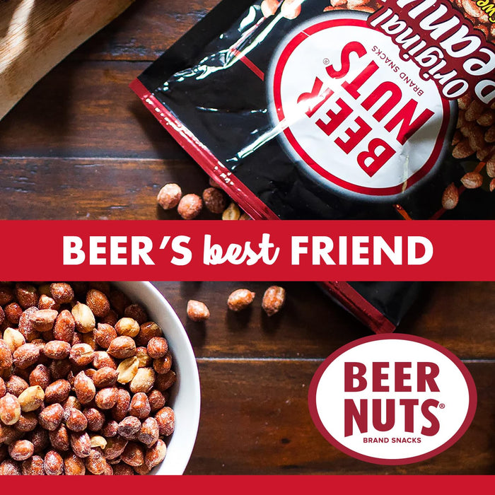 BEER NUTS Original Peanuts - Sweet & Salty Bar Nuts - Gluten Free, Kosher, Low Sodium, On The Go Packaged Peanut Snacks Made In The USA - 1.75oz Single Serve Bottle Bags (Pack of 12)