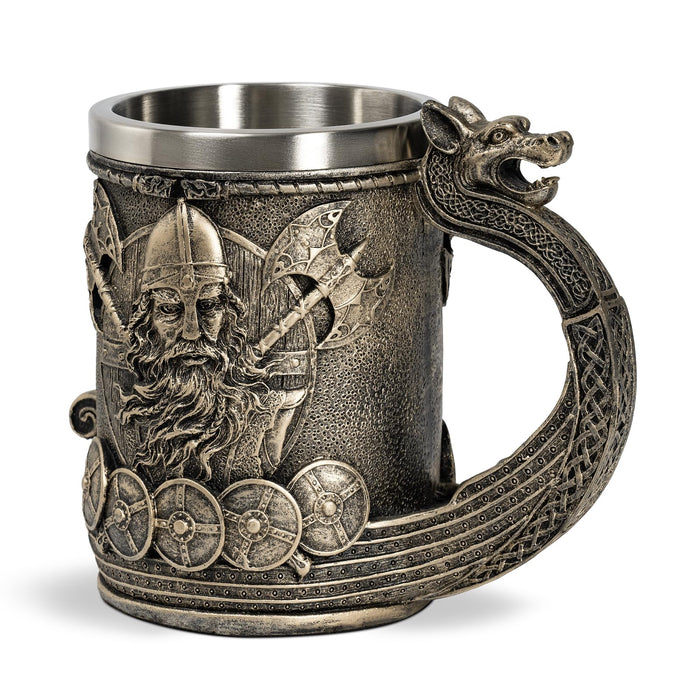 CHICVITA Viking Decor Beer Mug Coffee Cup with Dragon Handle, Viking Gifts for Men, Medieval Renaissance Decorations, 18 Oz