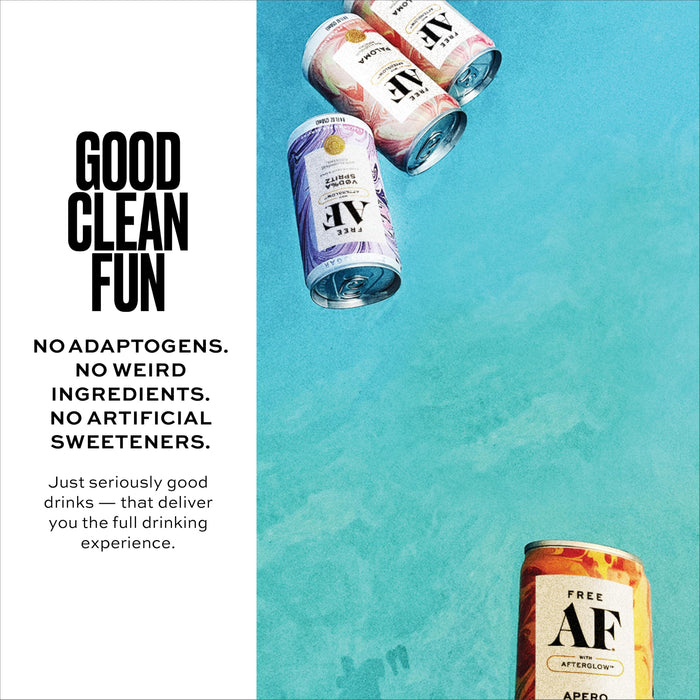 AF Drinks Non-Alcoholic Variety Pack | Alcohol Alternative Sparkling Cocktails with AFTERGLOW Botanical Warmth | Gluten-Free, Low-Calorie | 8.4 oz Cans