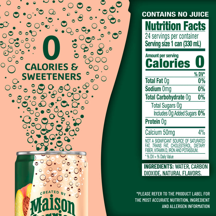 Maison Perrier Forever Peach Flavored Sparkling Water, 11.15 Fl Oz Cans, 8 Count, 3 Pack