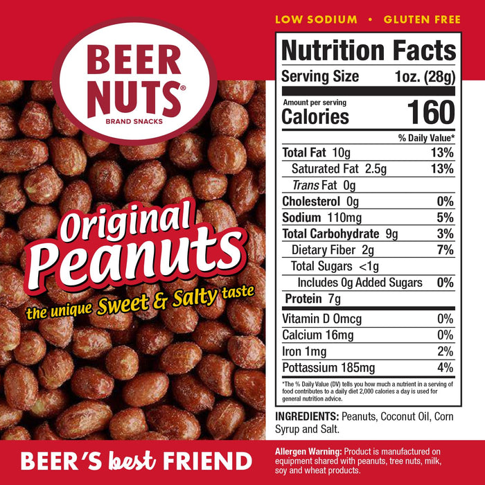 Beer Nuts Chocolate Covered Original Peanuts, Gluten Free, Kosher, Low Sodium, Made In The USA, Perfect for Holidays or Parties, Serious Snacking Since 1953 (22oz, Chocolate Covered Peanuts)