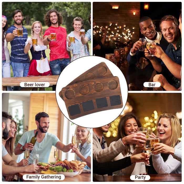 QVEEQ Beer Flight Boards, Drink Flight Boards, Brown Wood Drink Flight Board and Chalkboard Labels for Beer Lover and Bartender(Excluding Wine Glasses,2 Boards)