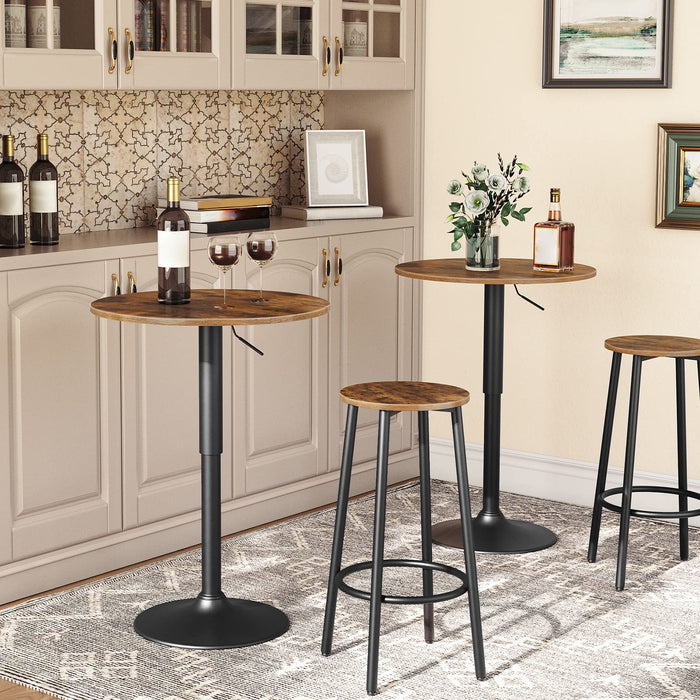 HOOBRO Bar Stools, Set of 2 Bar Chairs, Kitchen Round Height Stools with Footrest, Breakfast Bar Stools, Sturdy Steel Frame, for Dining Room, Kitchen, Party, Easy Assembly, Rustic Brown BF03BY01