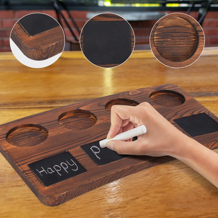 QVEEQ Beer Flight Boards, Drink Flight Boards, Brown Wood Drink Flight Board and Chalkboard Labels for Beer Lover and Bartender(Excluding Wine Glasses,2 Boards)
