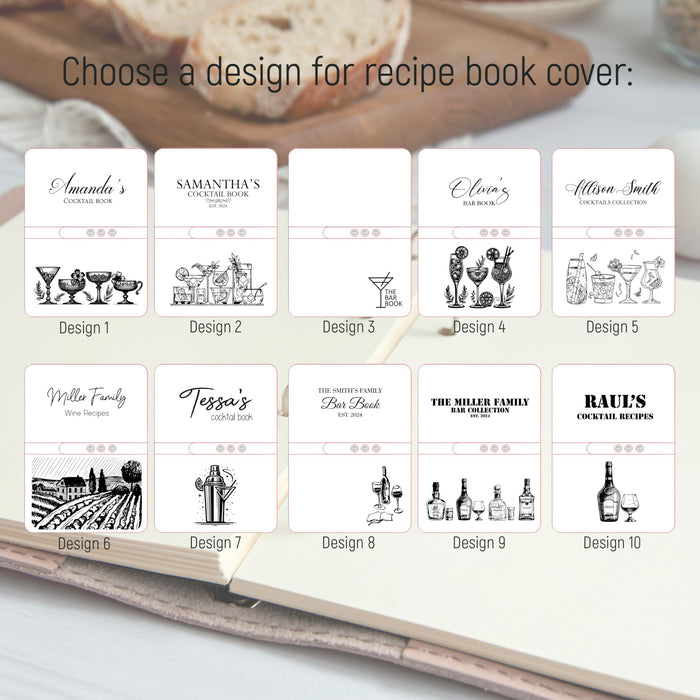 Cocktail Leather Recipe Book - Personalized Leather Cookbook - Blank Recipe Book for Bar Recipes - Bartender Gift - Leather Recipes Organizer - Mens Gift Ideas
