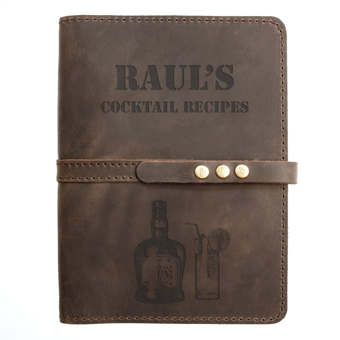 Cocktail Leather Recipe Book - Personalized Leather Cookbook - Blank Recipe Book for Bar Recipes - Bartender Gift - Leather Recipes Organizer - Mens Gift Ideas
