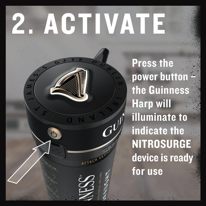 Guinness Draught Nitrosurge Device, Stout Beer, Perfect Pub Pour at Home, Rich Smooth Head & Sweetness of Malt Balanced with Hops, Cans Sold Separately, Device Only, Black