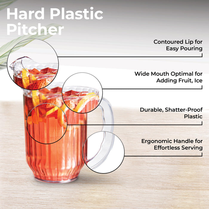Restaurantware-RW Base 60 Ounce Beer Pitcher, 1 Durable Restaurant Pitcher - Hard Plastic, Serve Soda, Lemonade, Juice, Or Sangria, Clear Plastic Water Glass, For Bars, Parties, Or Homes,