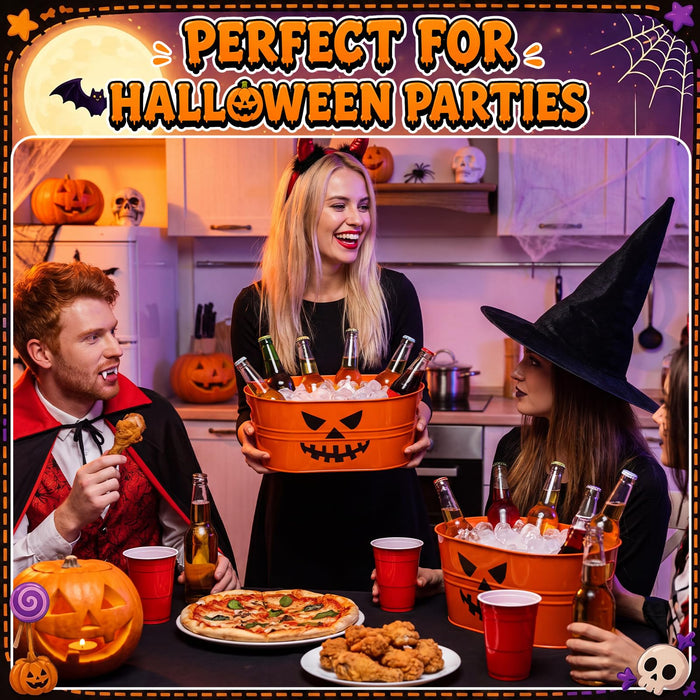 4 Pcs Large Halloween Ice Buckets 4 Gallons Pumpkin Candy Bowl