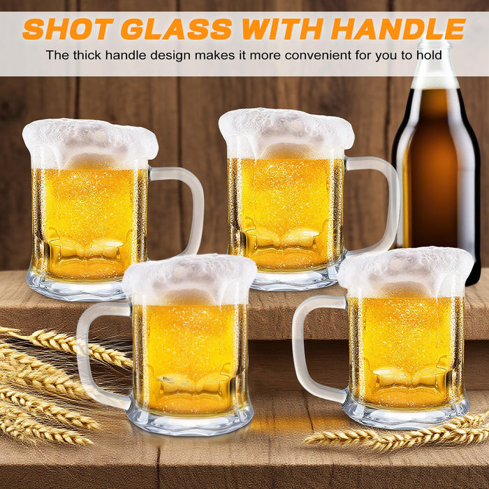 ZZYFGH 10 Pack Mini Beer Shot Glasses, 5 OZ Shot Glasse with Handles, Reusable Beer Stein Tasting Glasses for Drinking, Festival, Party, BBQ (Set of 10-5 oz)