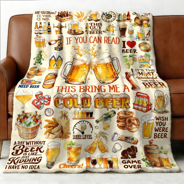 CieCeaCia Beer Blanket Gifts Lightweight Warm Flannel Beers Throw Blanket Cold Beer Birthday Decorations for Adults Drink Lovers 50"x40"